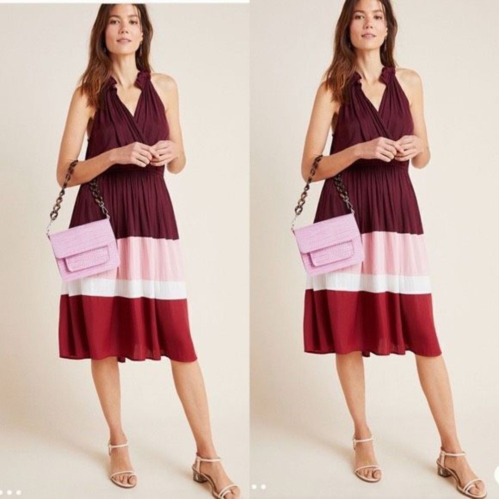 ✨Anthropologie Cobie Colorblocked Midi Dress✨